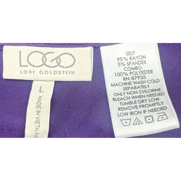 LOGO  Lori Goldstein Women's PURPLE Long Sleeve Button Front Cardigan Sz Large - Picture 6 of 8